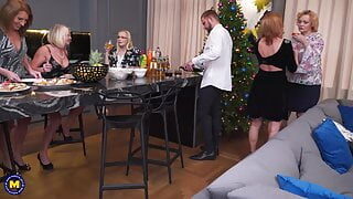Mature mothers sharing toy boy on sex party